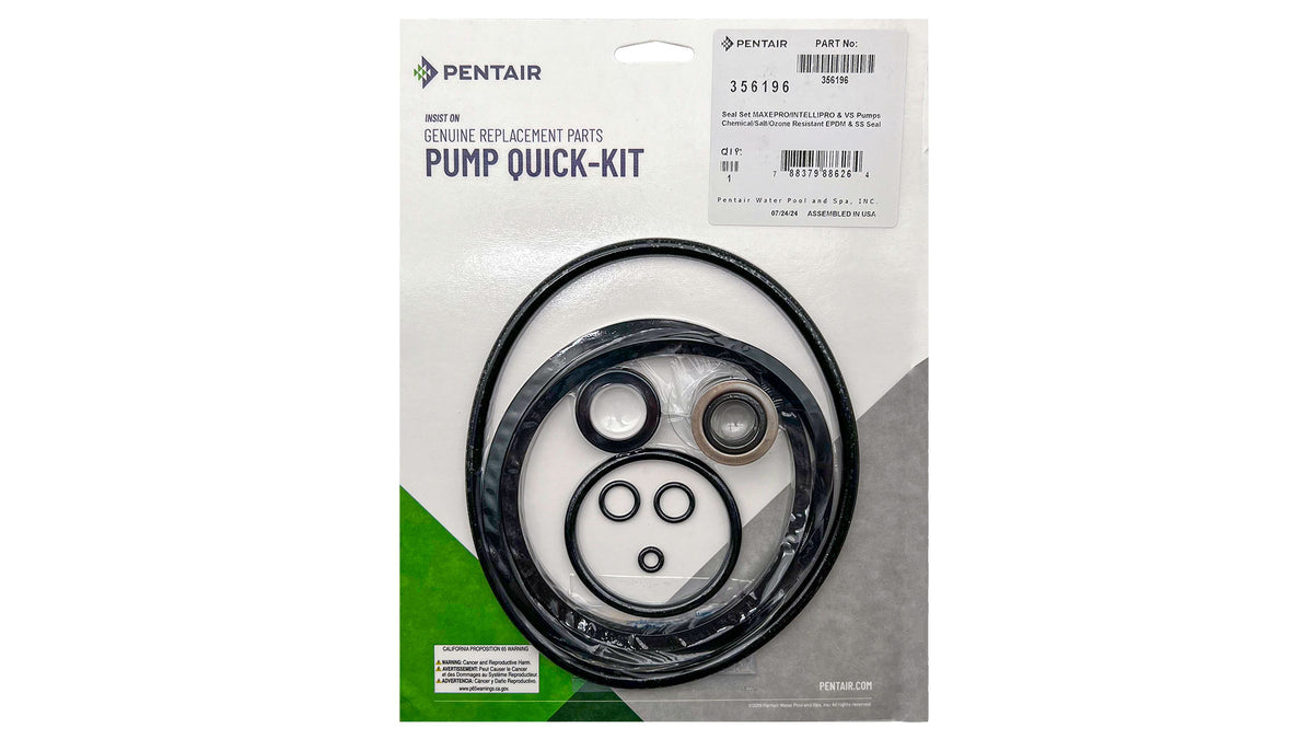 Pentair 356196 Seal Set for Max-E-Pro/ IntelliPro â€“ Intellipro Vs Svrs Pump Parts And Accessories Post June 2016