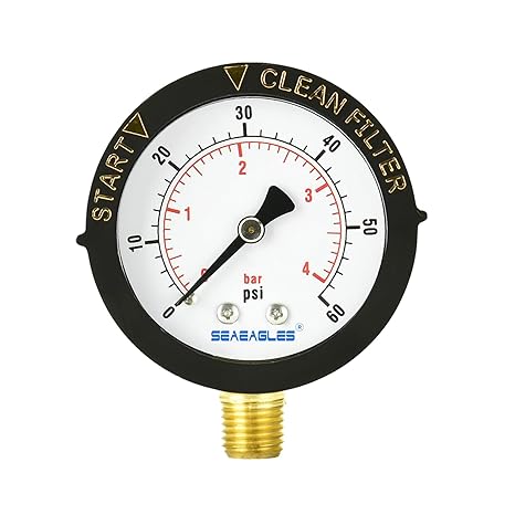 Pentair 1/4" 0-60 PSI Top Mount Pressure Gage with Indicator - Pentair Clean Clear Plus Cartridge Filter 320